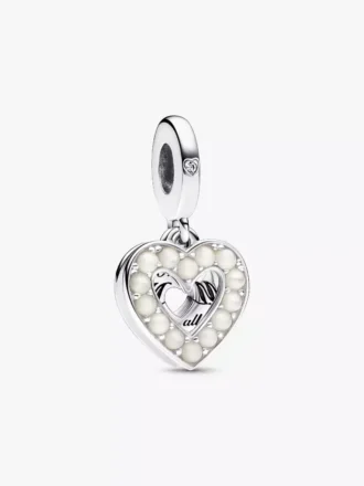 Perlmuttweißes Herz-Dangle Charm aus Sterlingsilber