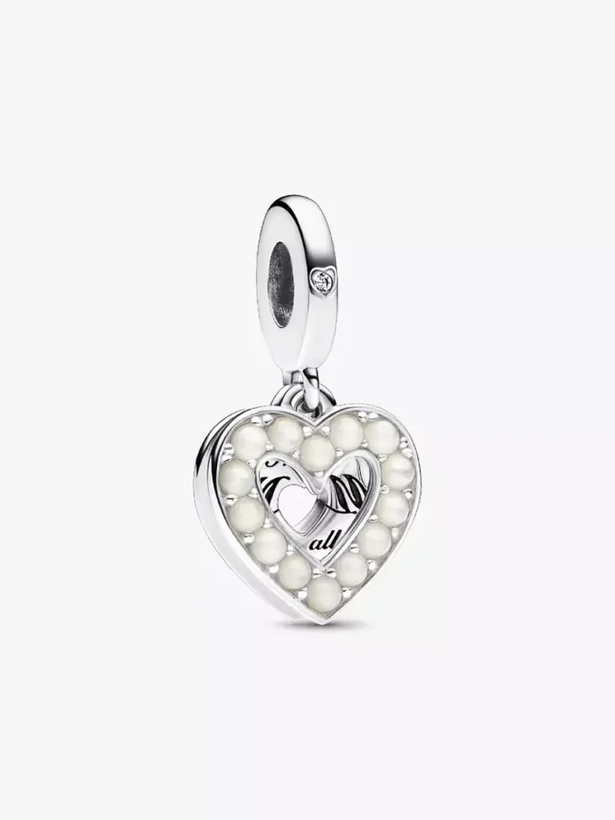 Perlmuttweißes Herz-Dangle Charm aus Sterlingsilber Perlmuttweißes Herz-Dangle Charm aus Sterlingsilber