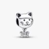 Pet Cat & Bow Charm – Sterlingsilber