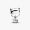 Pet Cat & Bow Charm – Sterlingsilber