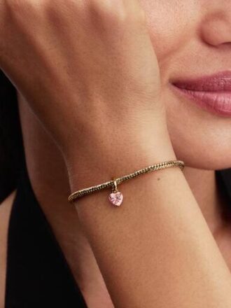 Pink Chakra Heart Mini Dangle Charm – 14 Karat vergoldet
