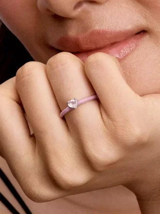 Pink Chakra Heart Ring aus Sterlingsilber