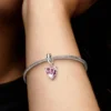 Pink Family Tree & Heart Dangle Charm – Sterlingsilber