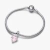 Pink Family Tree & Heart Dangle Charm – Sterlingsilber
