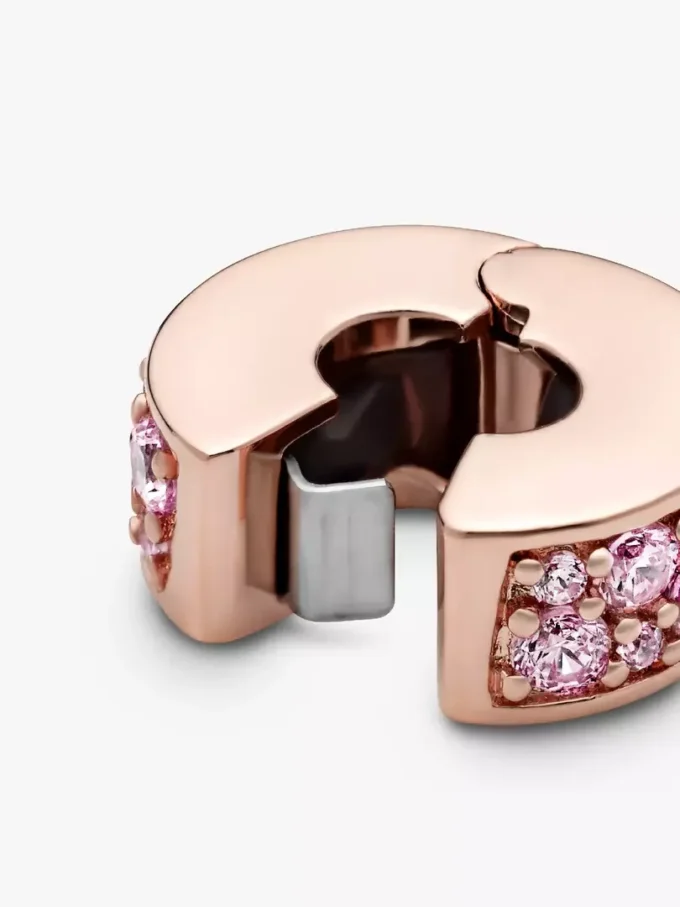 Pink Pavé Clip Charm, 14 Karat Roségold-Beschichtung Pink Pavé Clip Charm, 14 Karat Roségold-Beschichtung