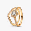 Playful Love Golden Elevated Heart Wishbone Ring-Set, 2er-Set Playful Love Golden Elevated Heart Wishbone Ring-Set, 2er-Set