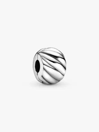 Polierter Clip Charm mit Federmotiv aus Sterlingsilber