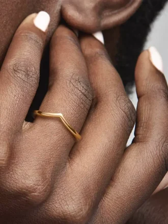 Polierter Wishbone Ring, 14-karätig vergoldet