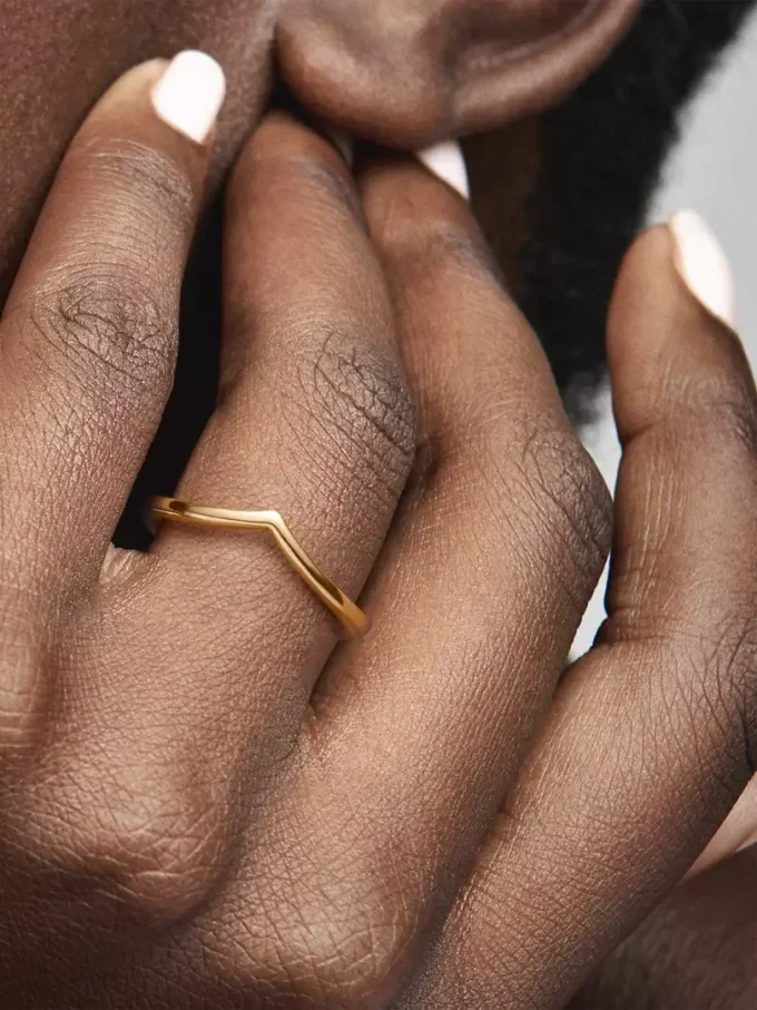 Polierter Wishbone Ring, 14-karätig vergoldet Polierter Wishbone Ring, 14-karätig vergoldet