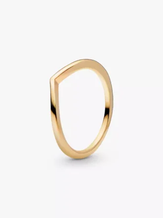 Polierter Wishbone Ring, 14-karätig vergoldet