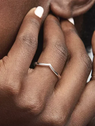 Polierter Wishbone Ring aus Sterlingsilber