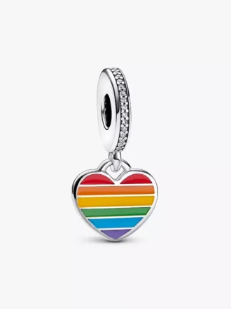 Pride-Regenbogen-Herz-Dangle Charm aus Sterlingsilber