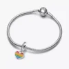 Pride-Regenbogen-Herz-Dangle Charm aus Sterlingsilber