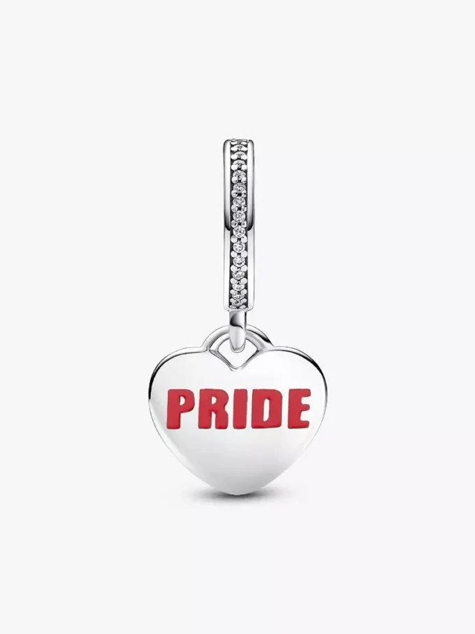 Pride-Regenbogen-Herz-Dangle Charm aus Sterlingsilber