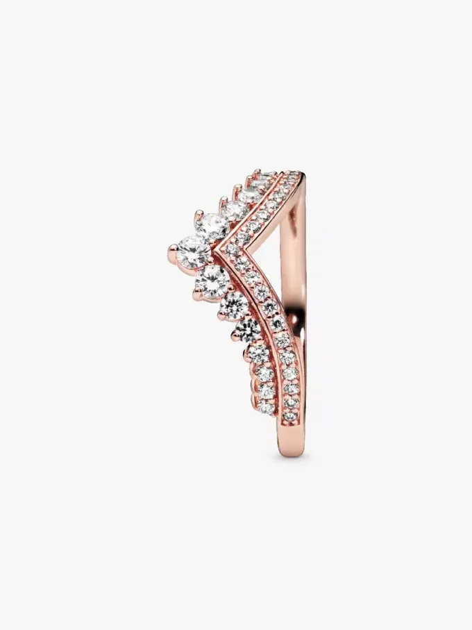 Princess Wishbone Ring, 14 Karat Roségold-Beschichtung