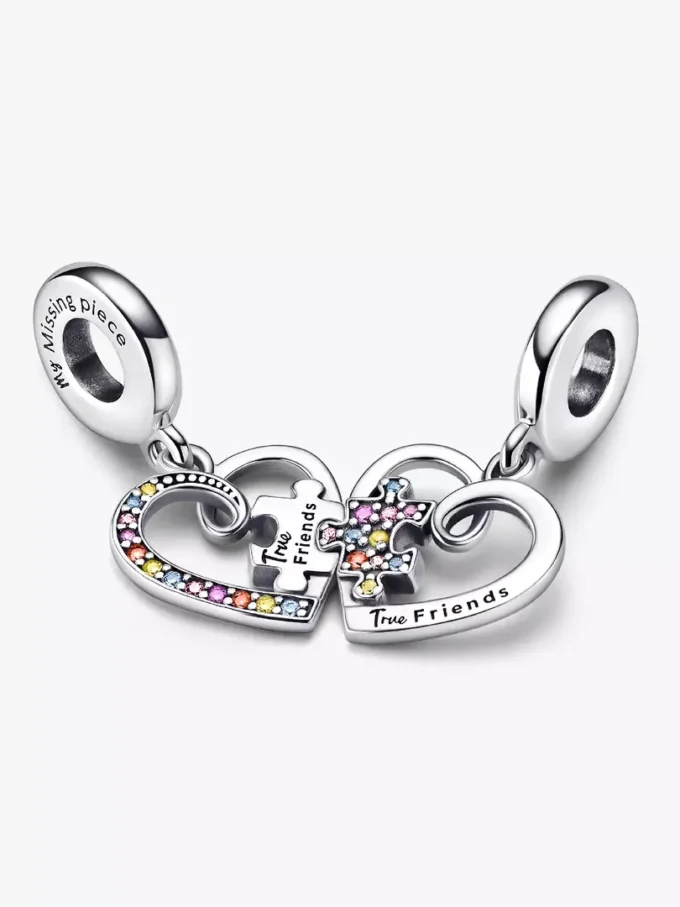 Puzzle-Herzen-Freundschafts-Dangle Charm aus Sterlingsilber Puzzle-Herzen-Freundschafts-Dangle Charm aus Sterlingsilber