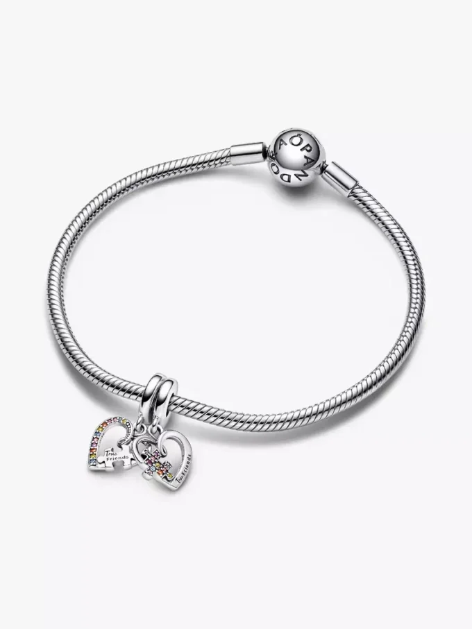 Puzzle-Herzen-Freundschafts-Dangle Charm aus Sterlingsilber Puzzle-Herzen-Freundschafts-Dangle Charm aus Sterlingsilber