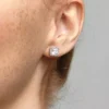 Quadratische Halo-Ohrringe aus Sterlingsilber