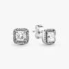 Quadratische Halo-Ohrringe aus Sterlingsilber