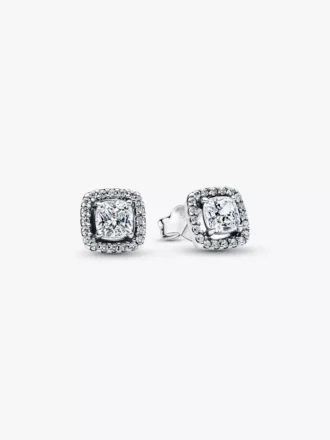 Quadratische Halo-Ohrringe aus Sterlingsilber Quadratische Halo-Ohrringe aus Sterlingsilber