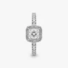 Quadratischer Halo-Ring aus Sterlingsilber