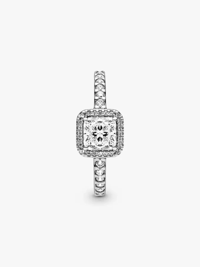 Quadratischer Halo-Ring aus Sterlingsilber