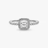 Quadratischer Halo-Ring aus Sterlingsilber
