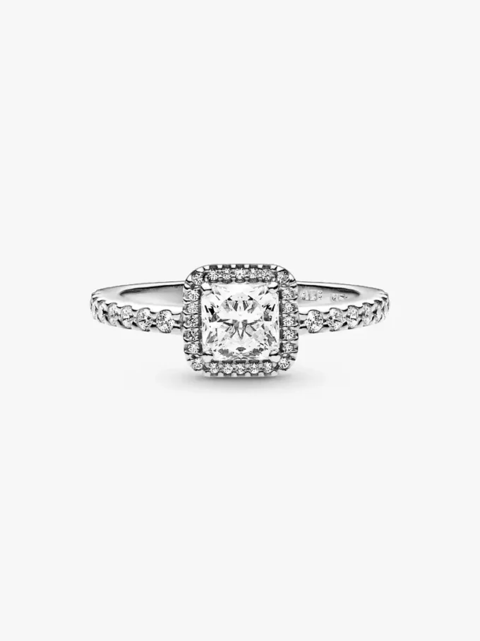 Quadratischer Halo-Ring aus Sterlingsilber