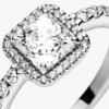 Quadratischer Halo-Ring aus Sterlingsilber