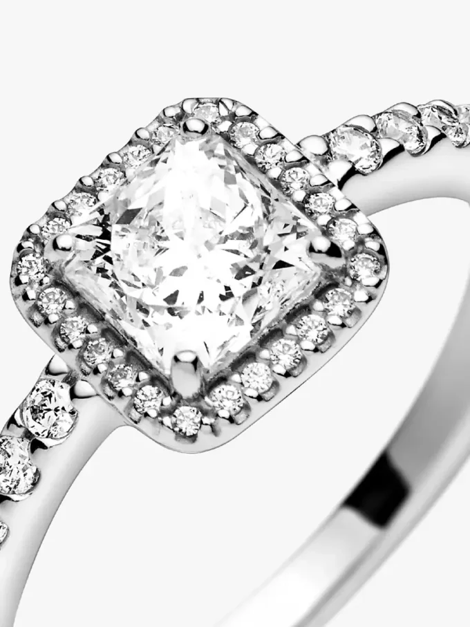 Quadratischer Halo-Ring aus Sterlingsilber