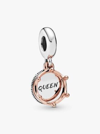 Queen & Regal Crown Dangle Charm – Sterlingsilber, 14 Karat Roségold-Beschichtung