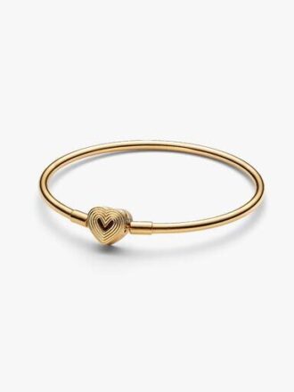 Radiating Heart Clasp Bangle – 14 Karat vergoldet