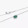 Rechteckige, funkelnde grüne Halo-Anhänger-Halskette aus Sterlingsilber Rechteckige, funkelnde grüne Halo-Anhänger-Halskette aus Sterlingsilber