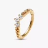 Regal Swirl Tiara-Ring, 14 Karat vergoldet
