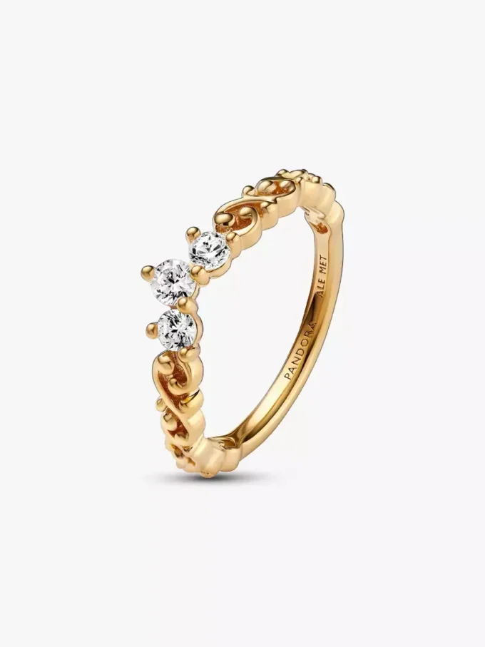 Regal Swirl Tiara-Ring, 14 Karat vergoldet