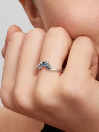 Ring „Celestial Blue Sparkling Moon“ aus Sterlingsilber