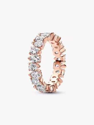 Ring mit abwechselnd funkelnden Steinen, 14 Karat Roségold-Beschichtung