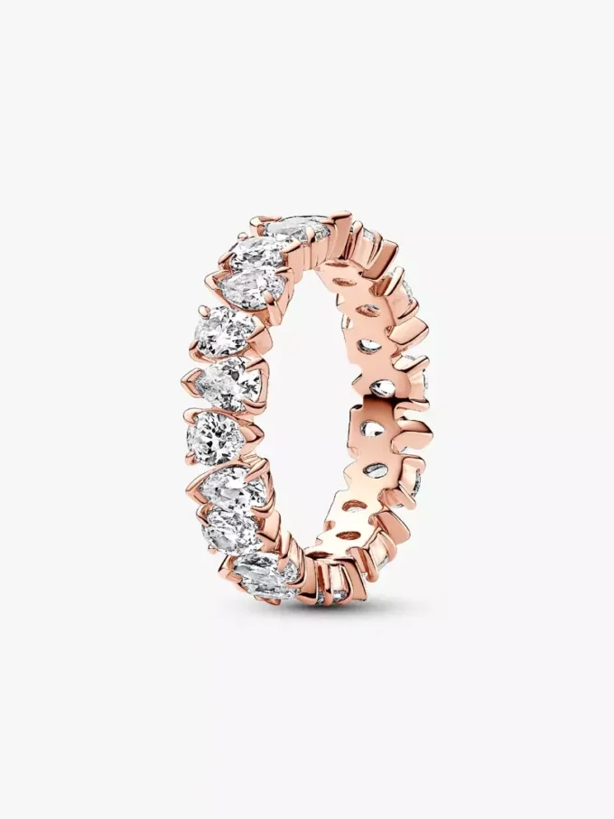 Ring mit abwechselnd funkelnden Steinen, 14 Karat Roségold-Beschichtung