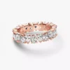 Ring mit abwechselnd funkelnden Steinen, 14 Karat Roségold-Beschichtung