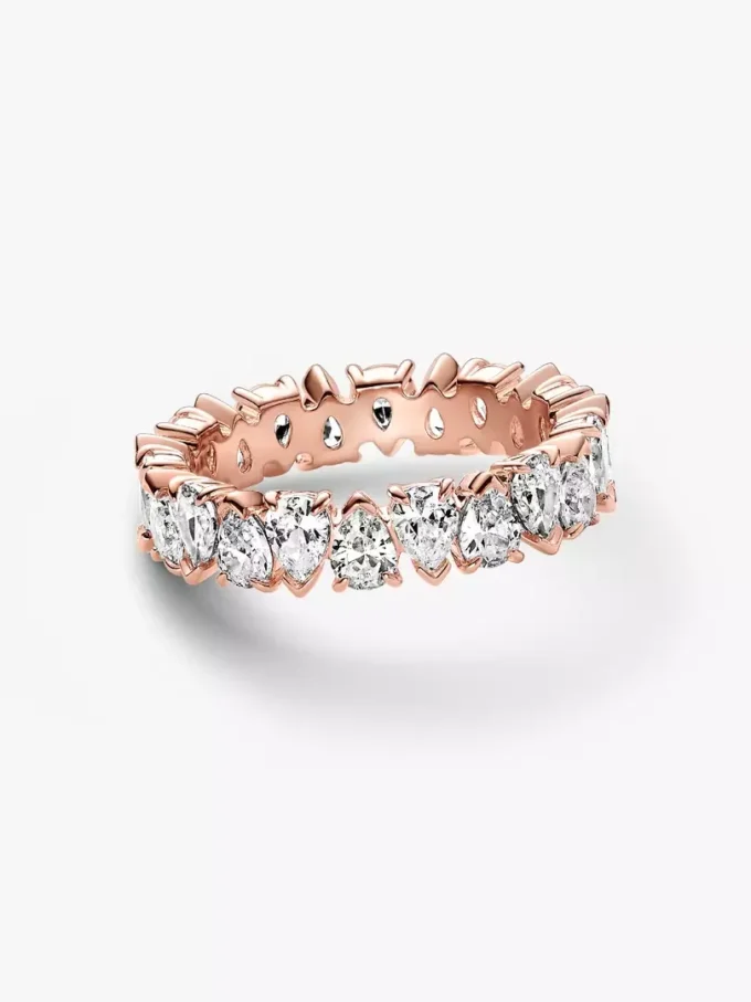 Ring mit abwechselnd funkelnden Steinen, 14 Karat Roségold-Beschichtung