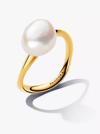 Ring mit barockbehandelter Süßwasserzuchtperle, 14 Karat vergoldet