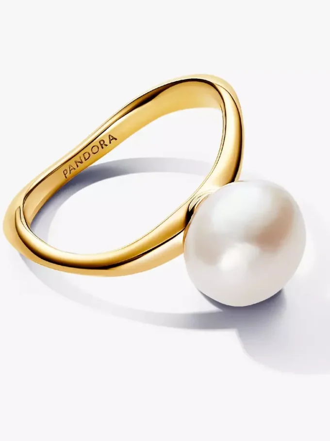 Ring mit barockbehandelter Süßwasserzuchtperle, 14 Karat vergoldet