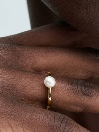 Ring mit behandelter Süßwasserzuchtperle – 14 Karat vergoldet