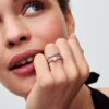 Ring mit doppelter Fassung aus behandeltem Süßwasser-Zuchtperle und Pavé – Sterlingsilber Ring mit doppelter Fassung aus behandeltem Süßwasser-Zuchtperle und Pavé – Sterlingsilber