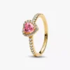 Ring mit erhabenem rosa Herz, 14-karätig vergoldet