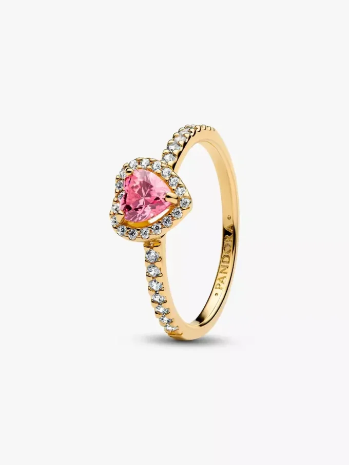 Ring mit erhabenem rosa Herz, 14-karätig vergoldet