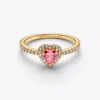 Ring mit erhabenem rosa Herz, 14-karätig vergoldet