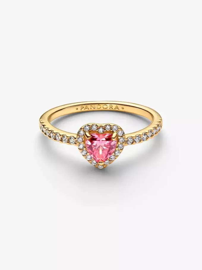 Ring mit erhabenem rosa Herz, 14-karätig vergoldet