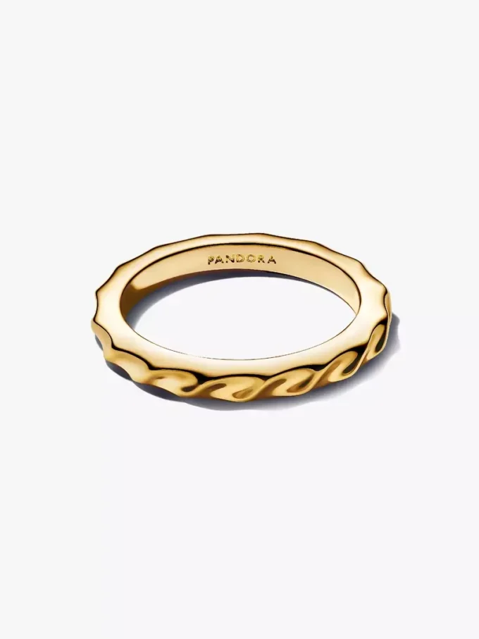 Ring mit gewelltem Band, 14-karätige Vergoldung Ring mit gewelltem Band, 14-karätige Vergoldung