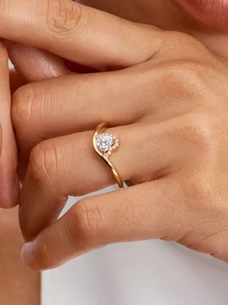Ring mit gewelltem Herz, 14-karätige Vergoldung